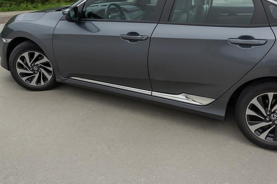 Honda Civic Sedan X 2016-2021 Listwy Drzwiowe V2 (4 szt, Stal Nierdzewna) Image