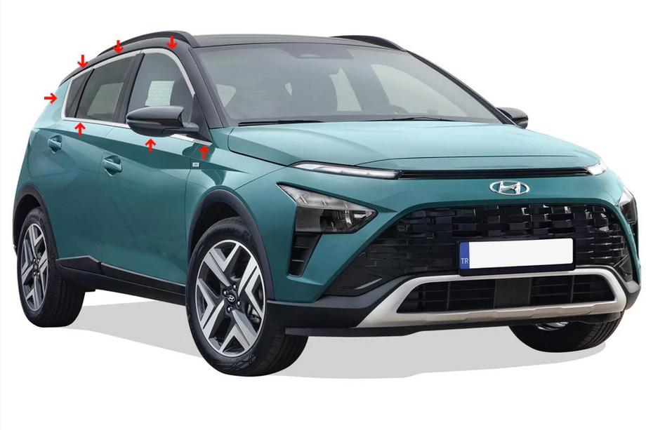 Hyundai Bayon 2021- Kompletny zestaw listew okiennych (14 szt, stal nierdzewna) Zdjęcia 1