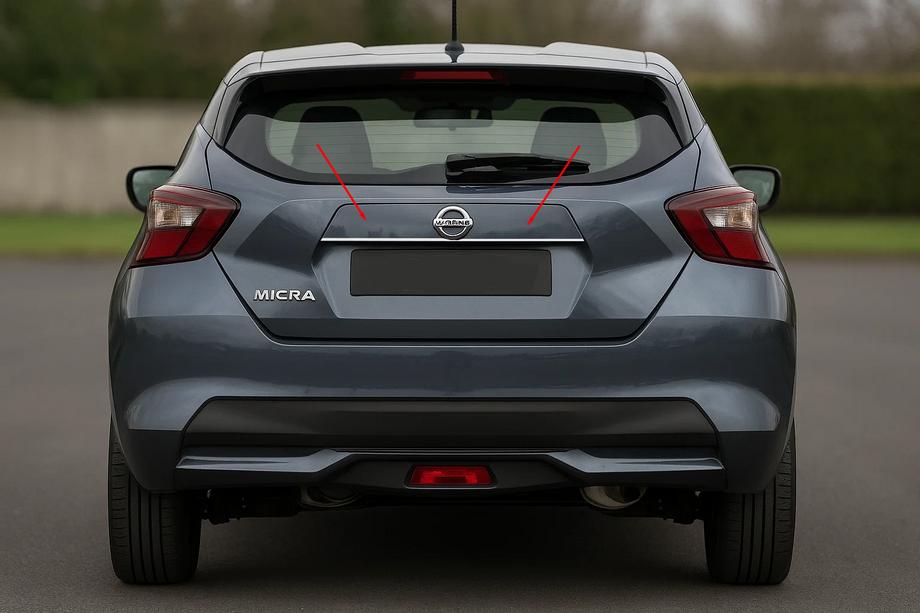 Nissan Micra K14 2016- Listwa chromowana nad tablicą rejestracyjną OmsaLine (stal nierdzewna) Image