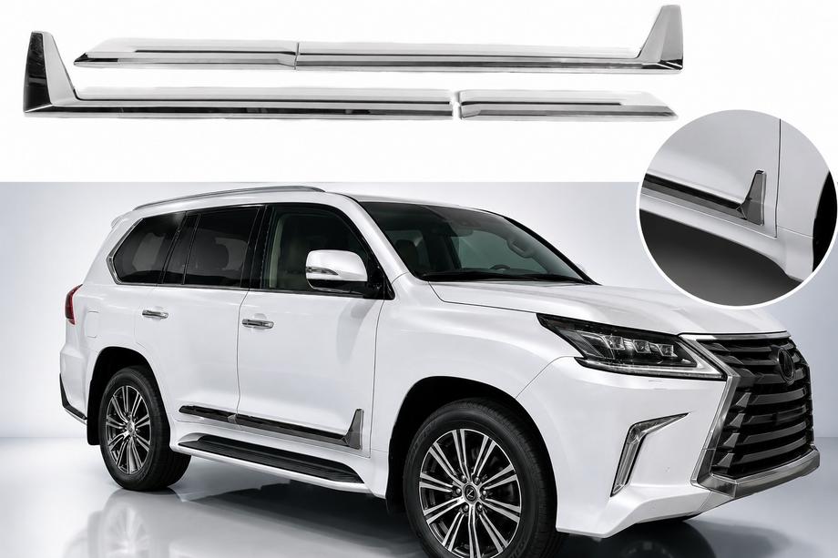Lexus LX 500d/600 2022- Listwy Drzwiowe F-Sport Białe+Chrom (4 szt, ABS) Image