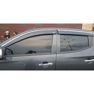 Deflektory szyb z listwą chromowaną (4 szt, Niken) Mitsubishi L200 2015-2024 zdjęcia 2