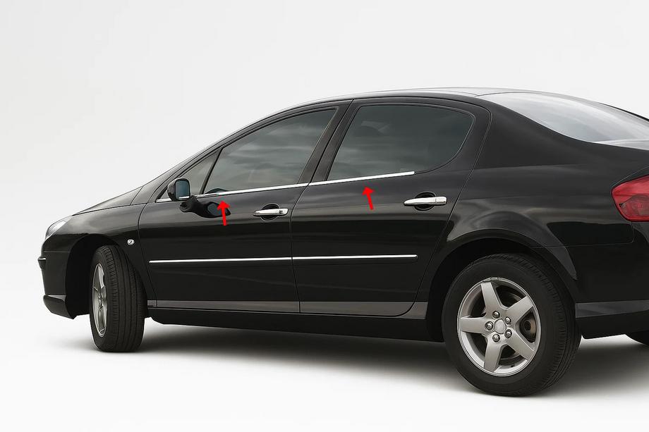 Peugeot 407 2004-2011 Zewnetrzne Ozdobne Listwy Okien Stal Nierdzewna (4 szt) Image