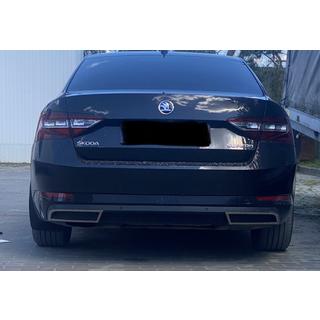 Nakładki na koniec zderzaka tylnego Carmos (3 szt, stal nierdzewna) Skoda Superb 2015-2024 zdjęcia 3