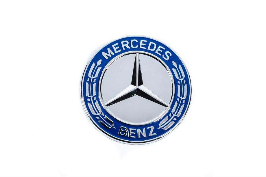 Mercedes-Benz Zaślepka zamiast emblematu na masce Mercedes (niebieska i chrom, 57mm) Zdjęcia 2