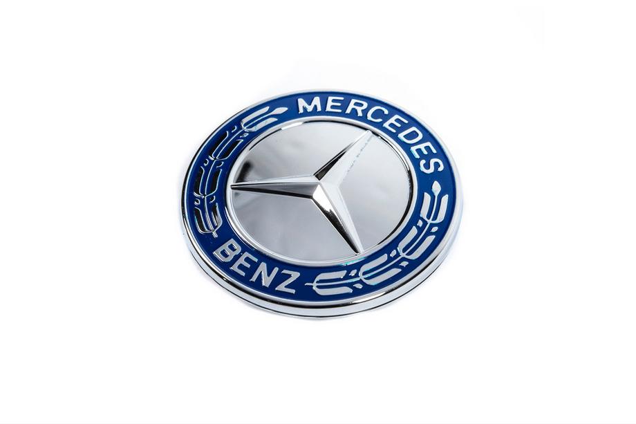 Mercedes-Benz Zaślepka zamiast emblematu na masce Mercedes (niebieska i chrom, 57mm) Zdjęcia 1