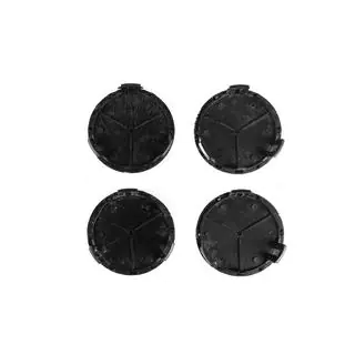 Dekielki na felgi 71/74 mm bez pierścienia (4 szt, szare z czarnym logo) zdjęcia 3