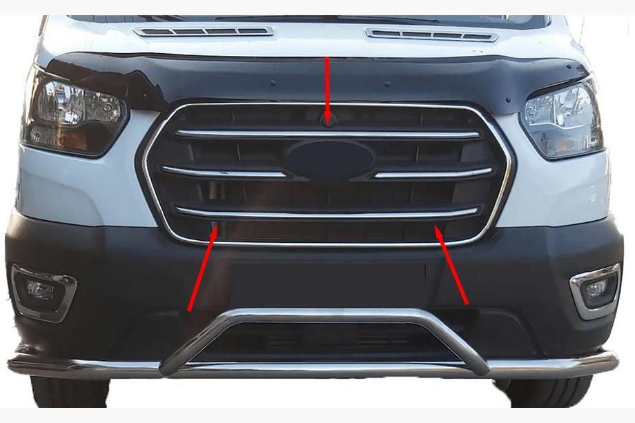 Ford Transit 2014- Nakładki na grill (4 szt, stal nierdzewna) Image