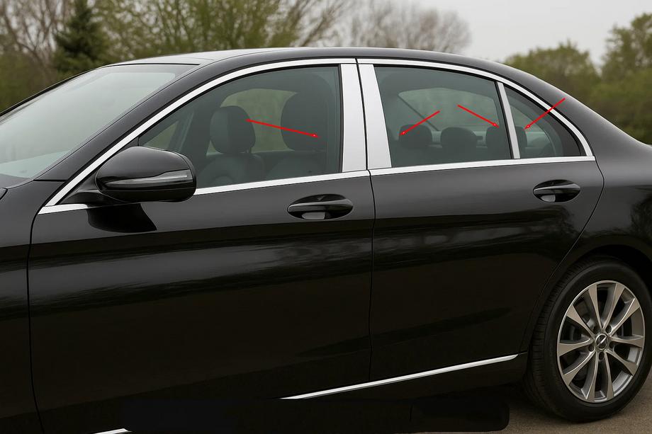Mercedes C-class W205 2014-2021 Nakładki na słupki drzwi ze stali nierdzewnej (6 szt.) Image