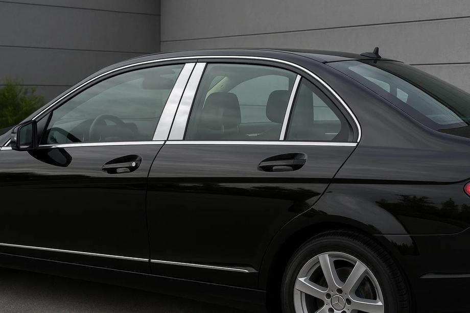 Mercedes C-class W204 2007-2015 Nakładki na słupki drzwi ze stali nierdzewnej (6 szt.) Image