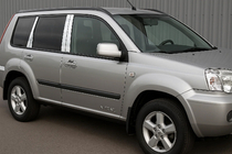 Nissan X-trail T30 2002-2007 Nakładki na słupki drzwi ze stali nierdzewnej (8 szt.) zdjęcia 1