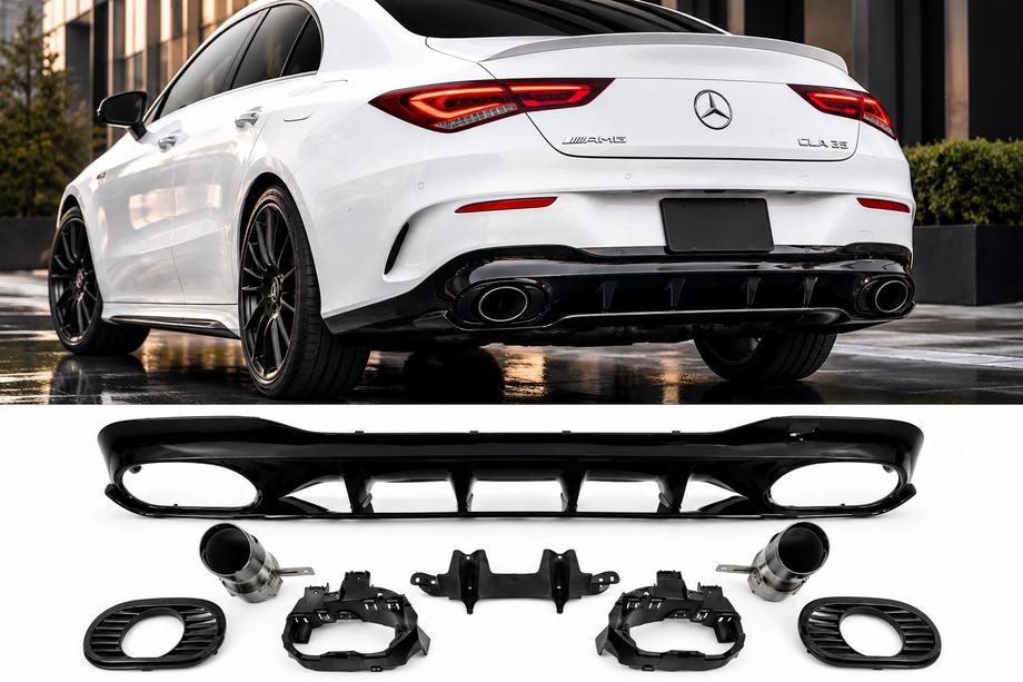 Mercedes CLA C118 2019- Tylny dyfuzor z końcówkami wydechu (design CLA35) Image