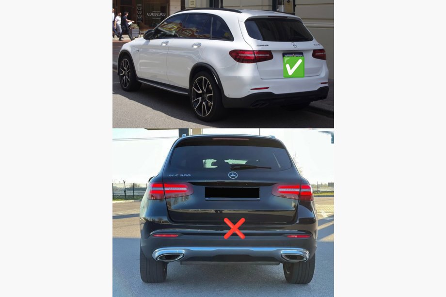 Mercedes GLC X253 2015-2022 Tylny dyfuzor z końcówkami Black (Design AMG63) Zdjęcia 3