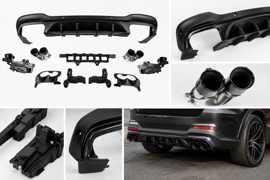 Mercedes GLC X253 2015-2022 Tylny dyfuzor z końcówkami wydechu (Design AMG43) Zdjęcia 1