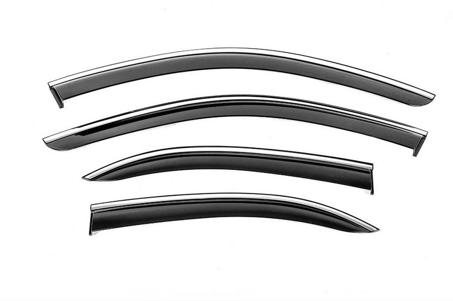Mercedes C-class W204 2007-2015 Deflektory szyb z chromowaną listwą Niken Luxury (SD, 4 szt.) Zdjęcia 1
