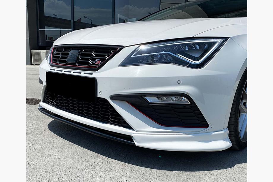 Seat Leon 2013-2020 Przedni splitter DPT V-3 (2013-2016, Czarny Połysk) Image