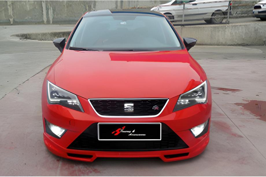 Seat Leon 2013-2020 Przedni splitter DPT V-4 (2013-2016, Czarny Połysk) Image