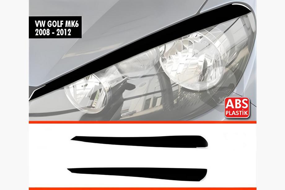 Volkswagen Golf 6 2008-2014 Brewki na Reflektory DPT (2szt, Czarny Połysk) Image