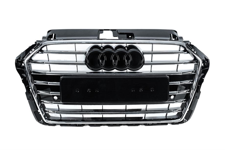 Audi A3 2012-2020 Atrapa Chłodnicy S-Style (2016-2020, Czarna z Chromem) Image