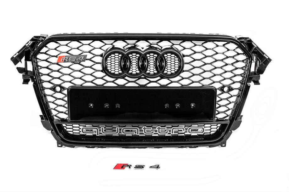 Audi A4 B8 2007-2015 Przedni grill RS-style czarny z napisem Quattro (2012-2015) Image