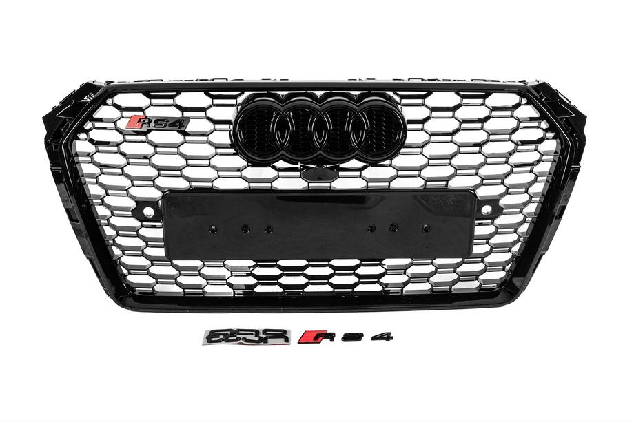 Audi A4 B9 2015-2024 Przedni grill w stylu RS z napisem Quattro (2015-2019, czarny) Zdjęcia 1
