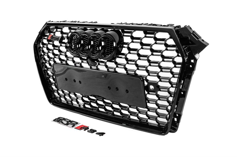 Audi A4 B9 2015-2024 Przedni grill w stylu RS z napisem Quattro (2015-2019, czarny) Zdjęcia 2
