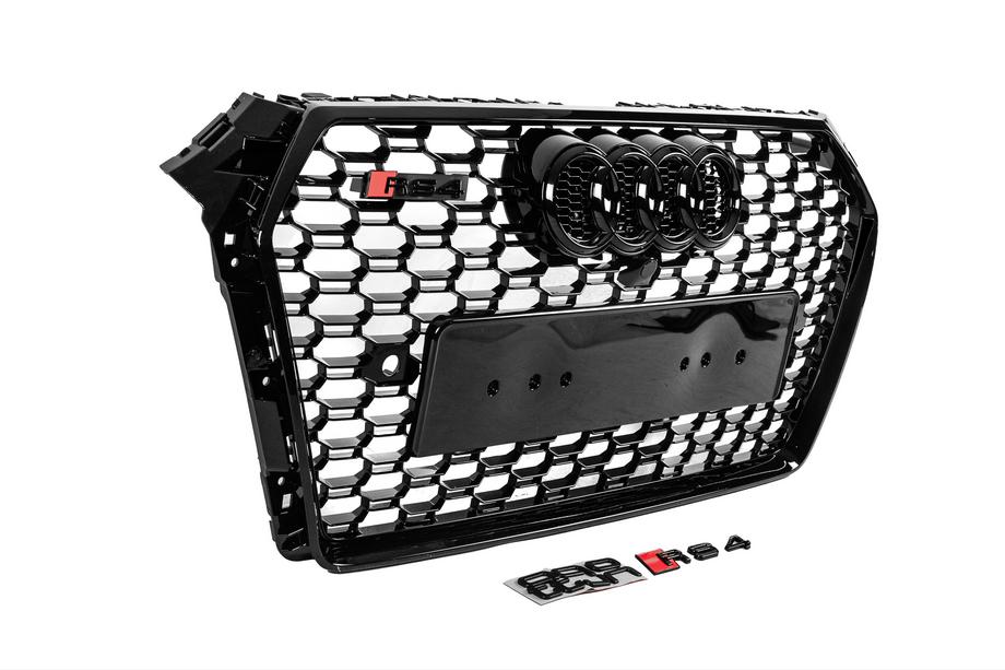 Audi A4 B9 2015-2024 Przedni grill w stylu RS z napisem Quattro (2015-2019, czarny) Zdjęcia 3