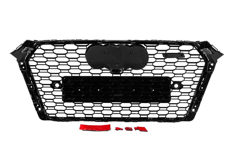 Audi A4 B9 2015-2024 Przedni grill w stylu RS z napisem Quattro (2015-2019, czarny) Zdjęcia 4