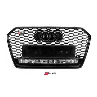 Przedni czarny grill w stylu RS z napisem Quattro (2014-2017) zdjęcia 1
