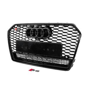 Przedni czarny grill w stylu RS z napisem Quattro (2014-2017) zdjęcia 2