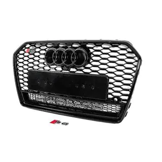 Przedni czarny grill w stylu RS z napisem Quattro (2014-2017) Audi A6 C7 2011-2017 zdjęcia 2