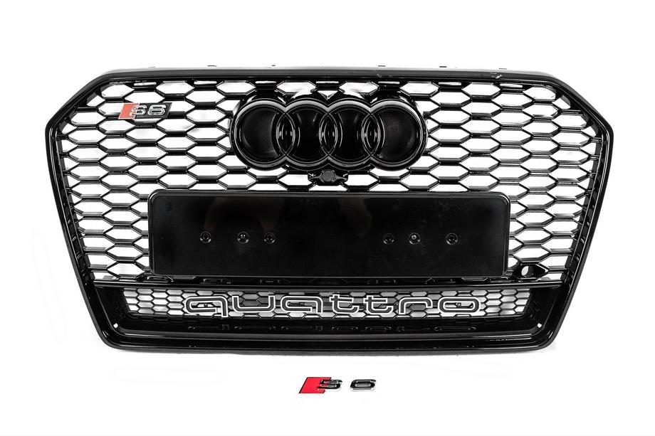 Audi A6 C7 2011-2017 Przedni czarny grill w stylu RS z napisem Quattro (2014-2017) Image