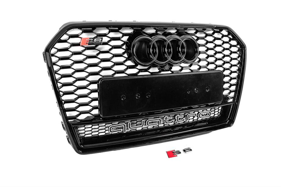 Audi A6 C7 2011-2017 Przedni czarny grill w stylu RS z napisem Quattro (2014-2017) Zdjęcia 3