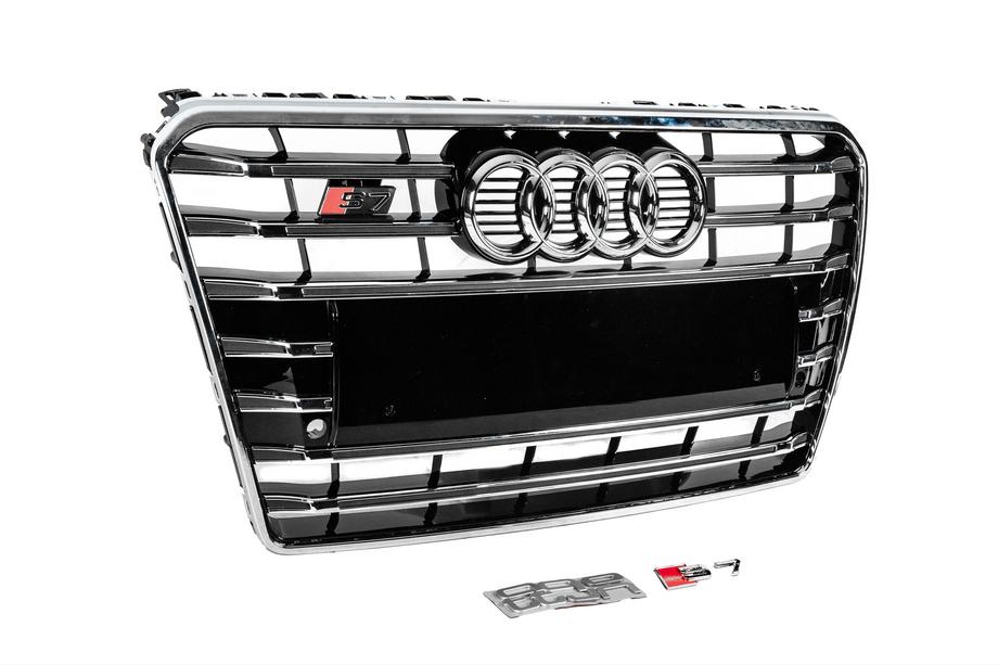 Audi A7 2010-2018 Atrapa przednia S-Style (2010-2014, czarna z chromem) Zdjęcia 3