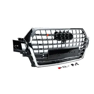 Grill przedni SQ7-Style (2015-2019, czarny z chromem) Audi Q7 2015–2026 zdjęcia 3