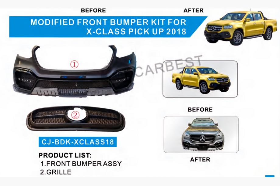 Mercedes X class 2017-2020 Przedni zderzak z grillem (styl AMG) Image