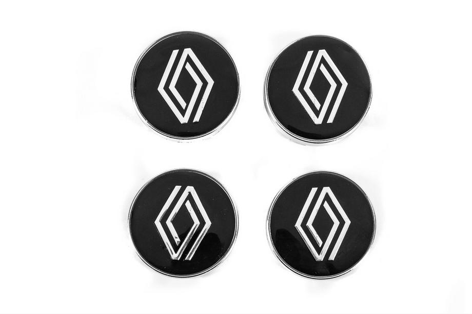 Renault Czarne dekielki na felgi z pierścieniem (59mm na 55mm, 4 szt) Image