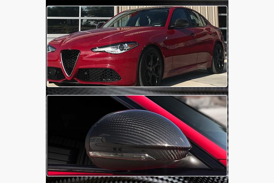 Alfa Romeo Stelvio 2016- Nakładki na Lusterka (2017-2023, Suchy Karbon) Zdjęcia 6