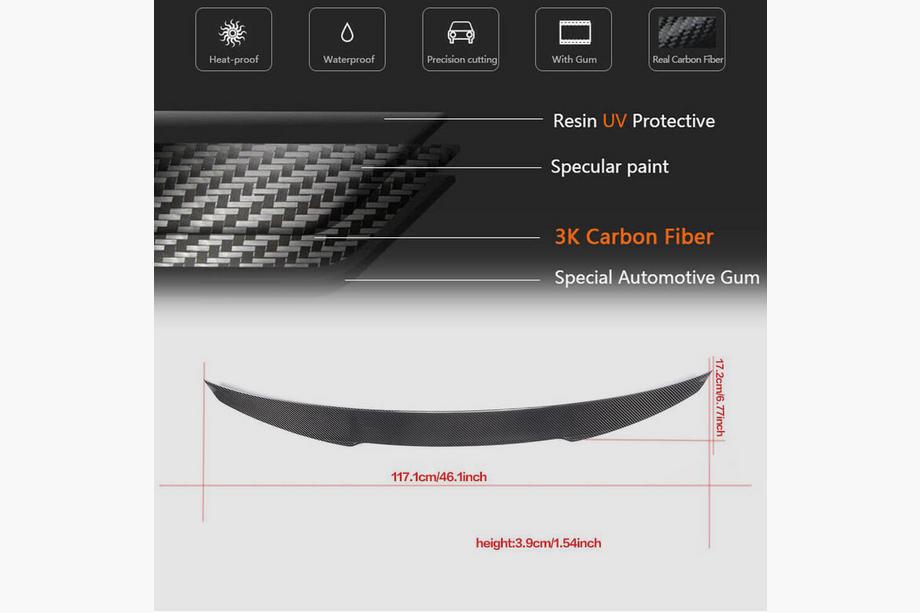 Audi A3 2012-2020 Spoiler tylnej klapy bagażnika (FRP) Zdjęcia 8