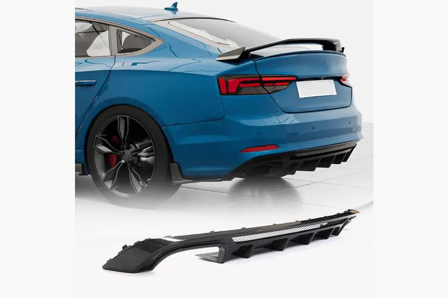 Audi A5 2016-2025 Dyfuzor tylnego zderzaka V3 (do S-Line 2016-2020, Carbon) Image