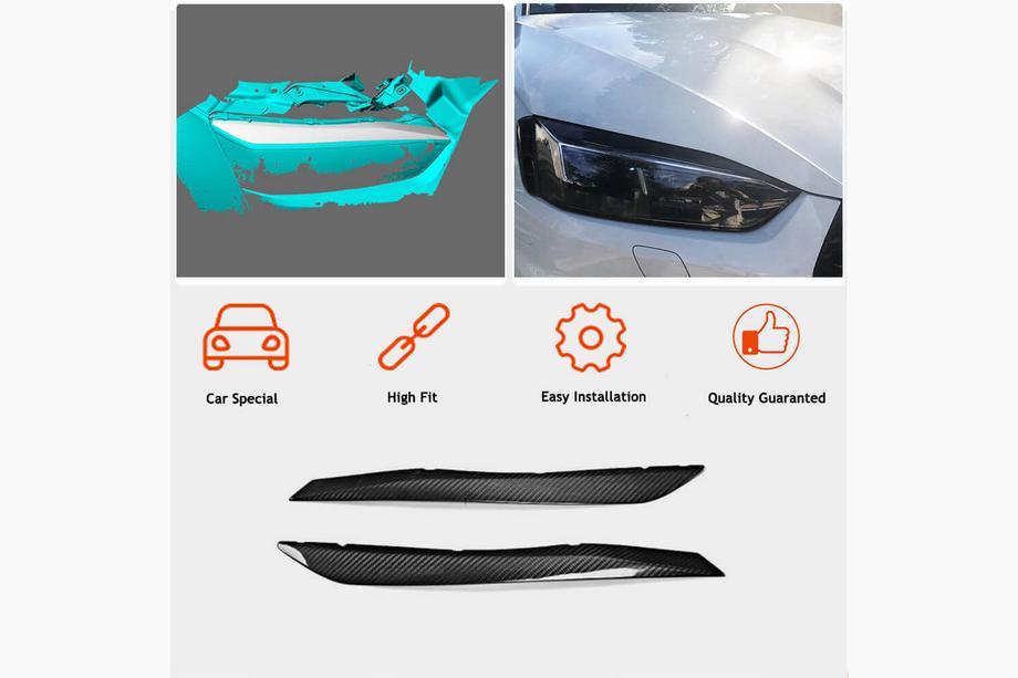 Audi A5 2016-2025 Nakładki na Reflektory Brewki (Carbon) Zdjęcia 3
