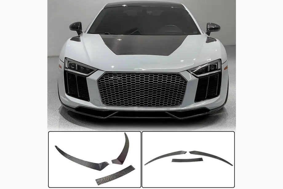 Audi R8 2015- Nakładka na przedni zderzak Lip V1 (2015-2020, Carbon) Image