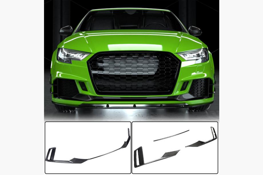 Audi A3 2012-2020 Dokładki przedniego zderzaka V1 (do RS3 Sedan 2017-2020, Carbon) Image
