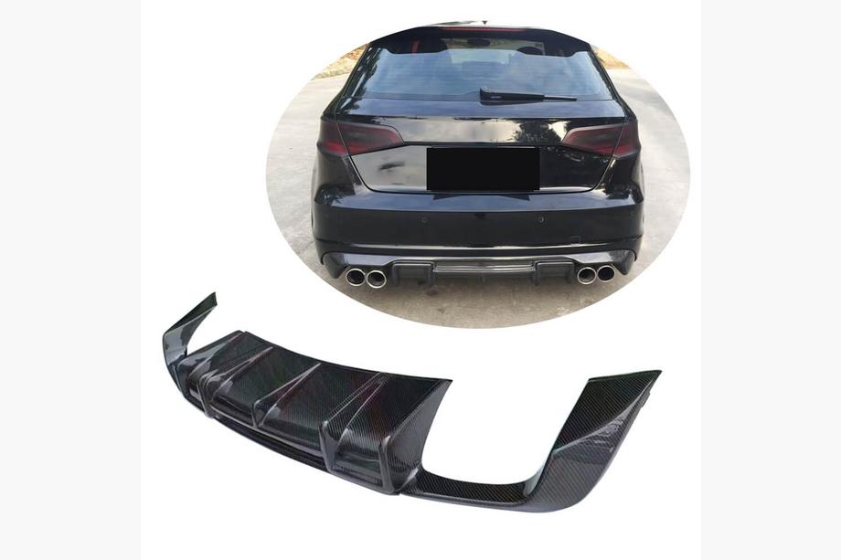 Audi A3 2012-2020 Dyfuzor tylnego zderzaka V1 (do S-Line HB 2012-2016, Carbon) Image