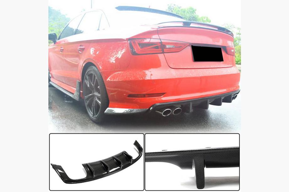 Audi A3 2012-2020 Dyfuzor tylnego zderzaka V3 (do S-Line Sedan 2012-2016, Carbon) Image
