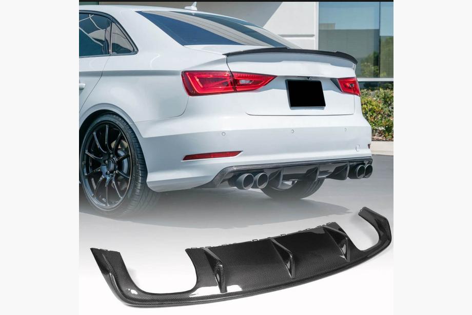 Audi A3 2012-2020 Dyfuzor tylnego zderzaka V2 (do S-Line Sedan 2012-2016, Carbon) Image