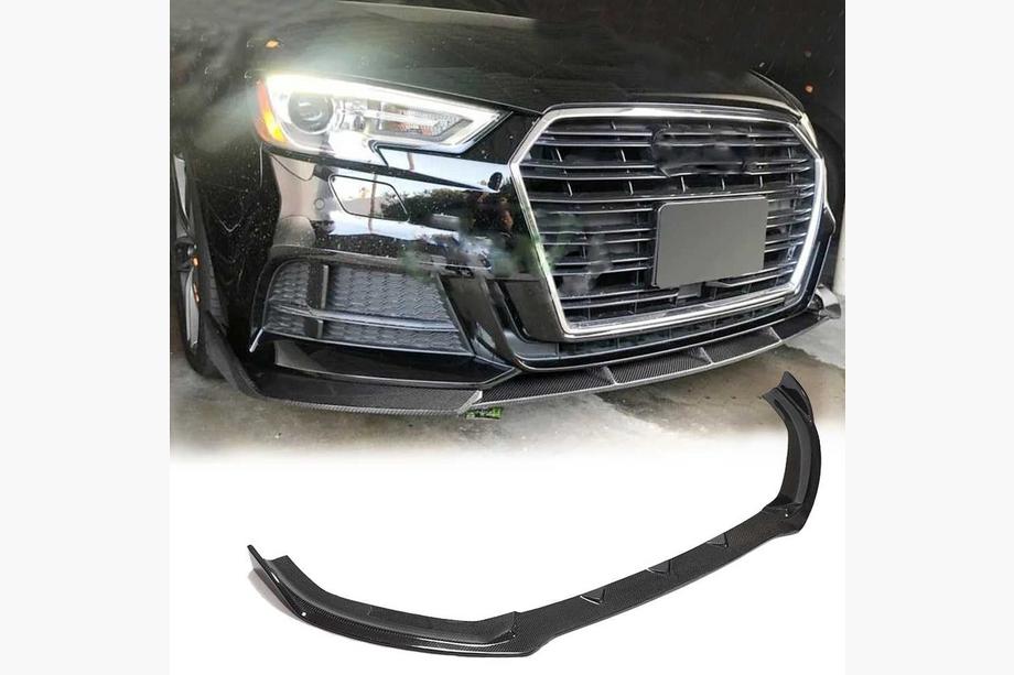 Audi A3 2012-2020 Dokładka przedniego zderzaka Lip V1 (do S-Line 2017-2020 Sedan, Carbon) Image