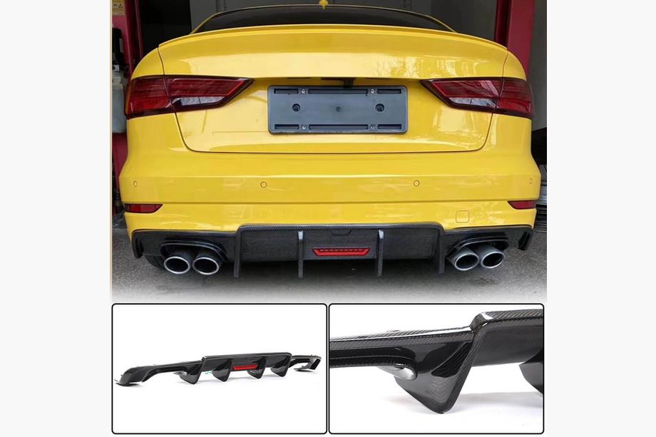 Audi A3 2012-2020 Dyfuzor tylnego zderzaka V3 do S-Line Sedan 2017-2020 (Carbon) Image