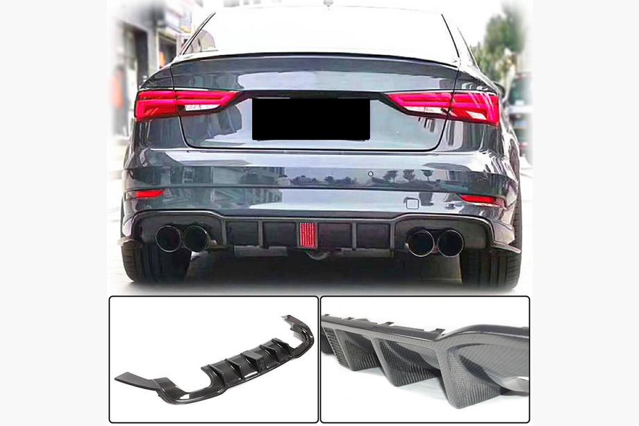 Audi A3 2012-2020 Dyfuzor tylnego zderzaka V2 (do S-Line Sedan 2017-2020, Carbon) Image