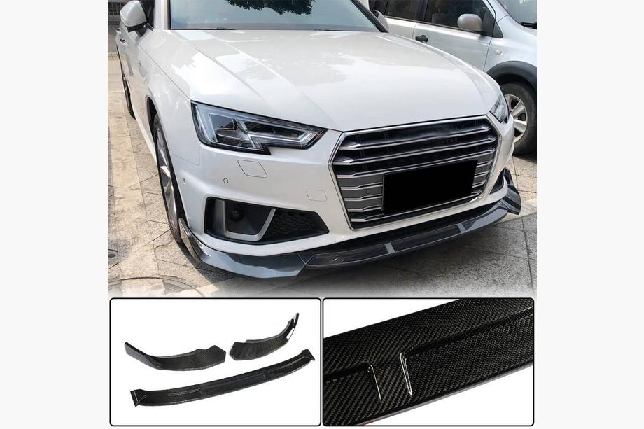 Audi A4 B9 2015-2024 Dokładka przedniego zderzaka Lip V1 (do S-Line Sedan 2015-2019, Carbon) Image