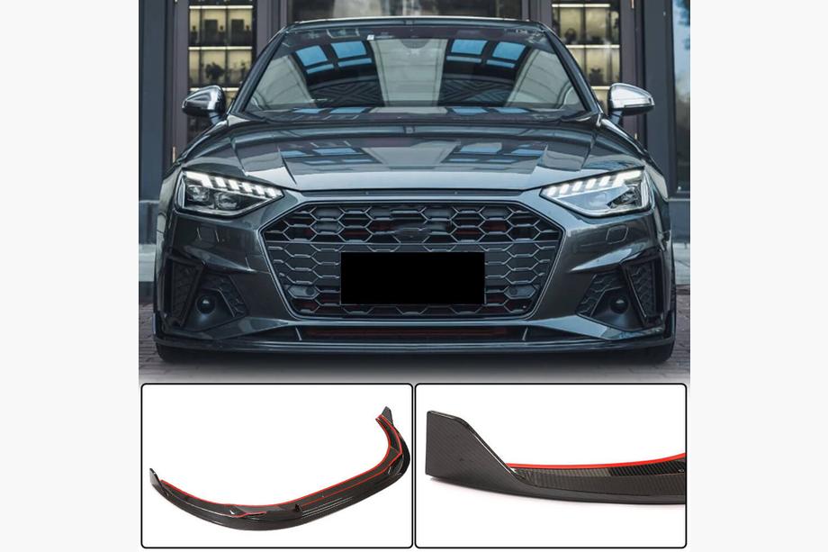 Audi A4 B9 2015-2024 Dokładka przedniego zderzaka Lip V1 (do S-Line Sedan 2019-2024, Carbon) Image